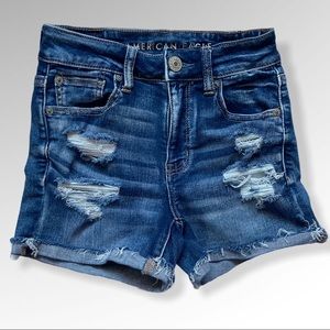 American Eagle Hi Rise Shortie Jean Shorts Size 0